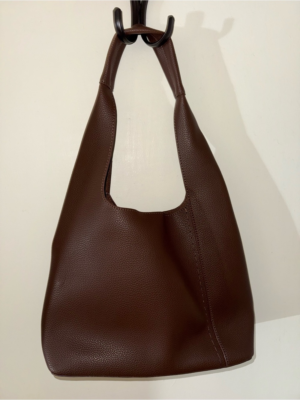 Classic Brown Pebbled Hobo Bag - Women